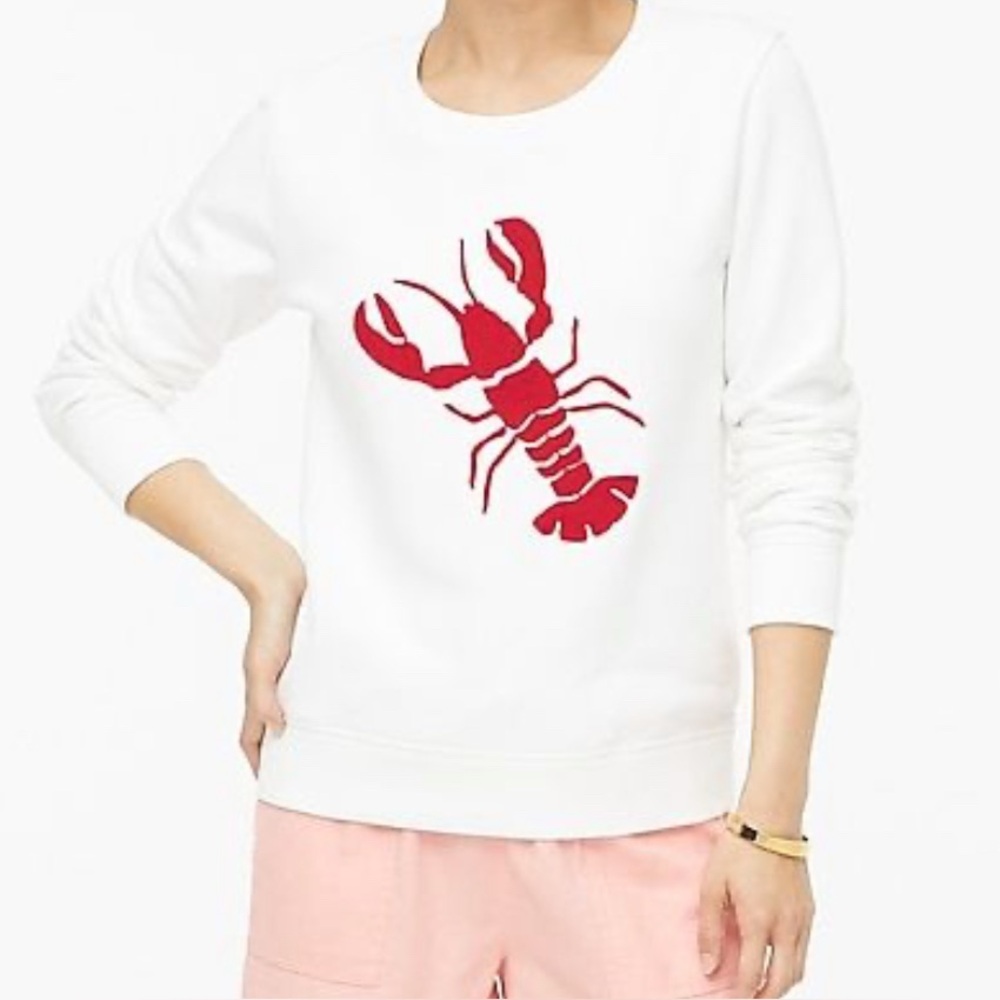 J.‎ Crew Lobster Embroidered Crew Neck Sweatshirt White Size XS